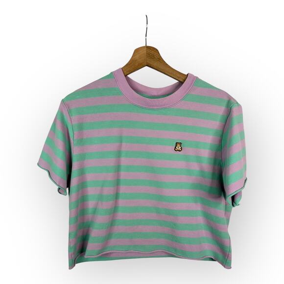 Teddy Fresh Tops - Teddy Fresh Womens size Medium Fat Striped Cropped Crewneck T Shirt